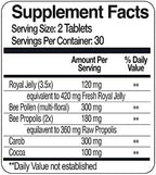 BEE and You Royal Jelly + Propolis + Bee Pollen Chewable Tablets - High Potency - No Artificial Flavor/Preservatives - No Added Sugar- No Soy/Milk/Gelatin/GMO/Gluten, 500 mg x 60 Tablets