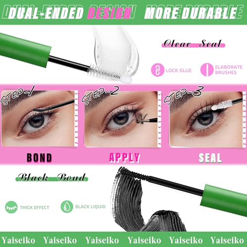 Fluffy Lash Clusters Kit 100D+200D Thick Volume Eyelash Clusters Kit 12-25mm Wispy Individual Lashes D Curl Long Cluster with Lash Bond and Seal Waterproof DIY Lash Extension Kit at Home (KIT-280PCS)