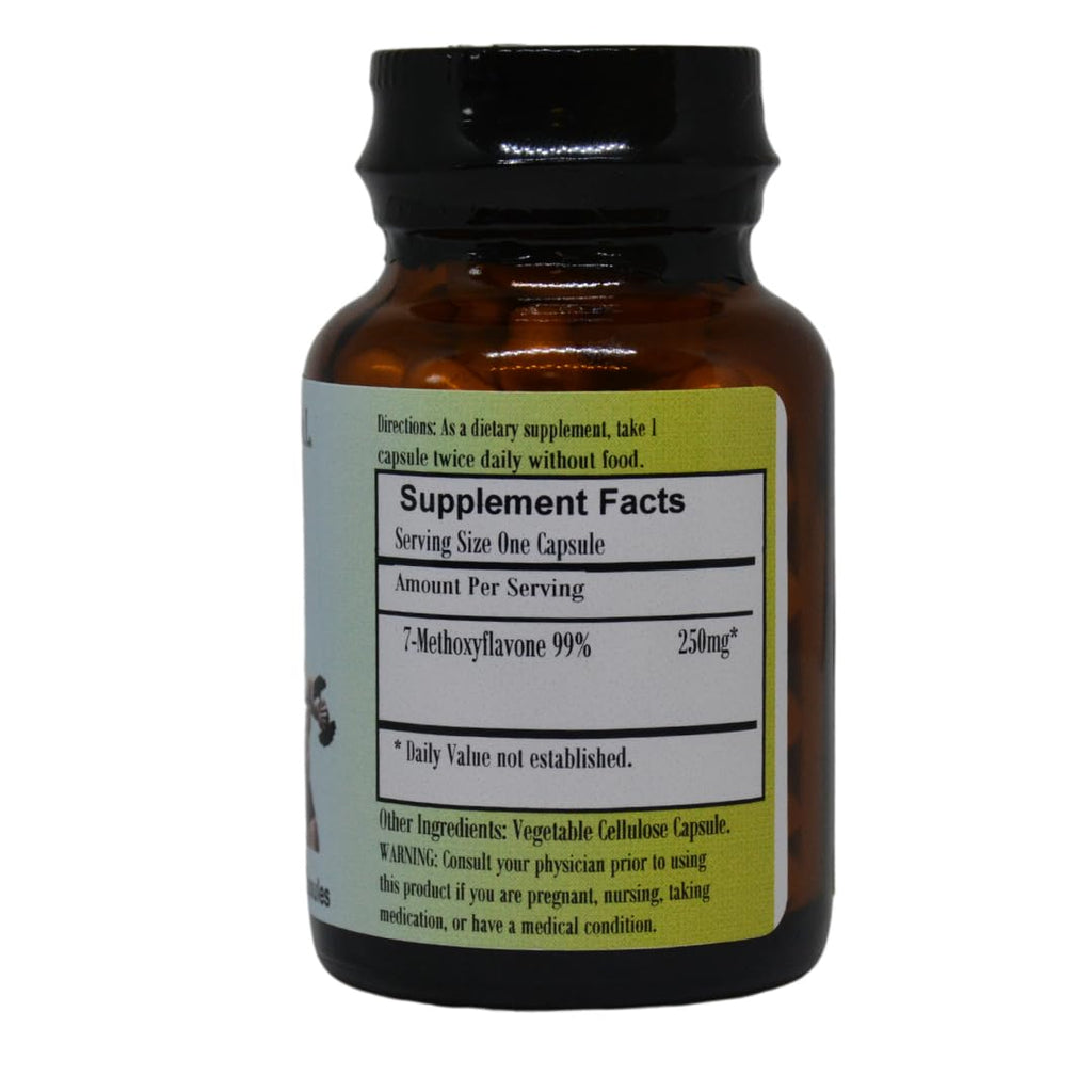 Barlowe's Herbal Elixirs 7-Methoxyflavone Extract | 250mg Per Capsule | Hormonal Balance & Vitality Support | 60 Vegan Capsules | Stearate-Free, Additive-Free, Bottled in Glass