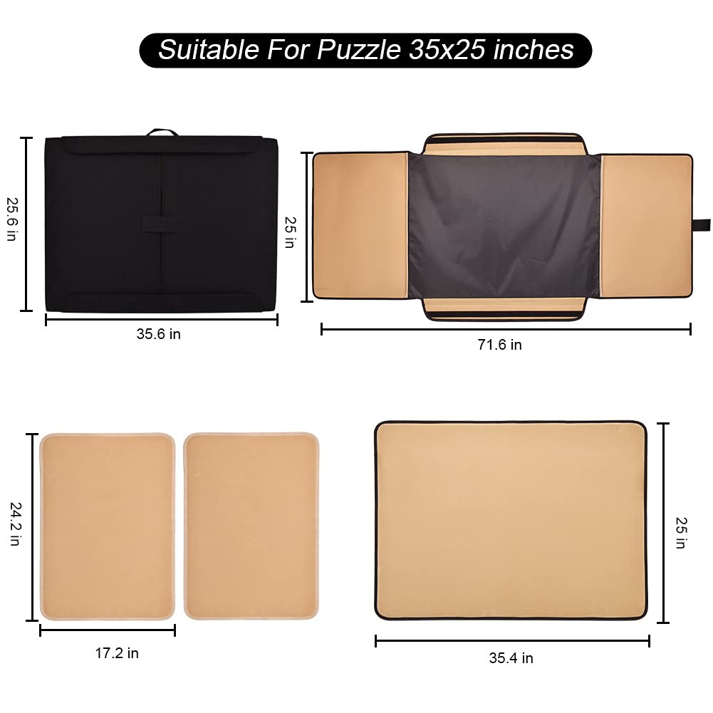 1500 Pieces Jigsaw Puzzle Board, Portable Puzzle Board, 25"×35.43" Jigsaw Puzzle Table Board, Puzzle Keeper Puzzle Caddy with Sorting Trays & Detachable Board,Non-Slip Surface