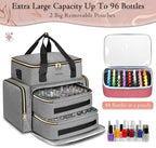 YOREPEK Nail Polish Organizer Case Holds 96 to 100+ Bottles (15ml/0.5 fl.oz) UV lamp, Extra Large Nail Polish Holder with Support Board for Easy Access, Gel Kit Bag For Manicure Tools, Grey