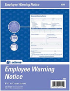 Adams Employee Warning Notice Form, 8.5 x 11 Inches, 2 Pads of 50 Forms, 100 Total forms, 1-Part Each (9060) , White