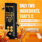 Halal Honey Extra Strength For Men Raw Organic Honey with Premium Natural Royal Jelly Bee Pollen & 100% Pure (Large Pack of 24 Honey Packets)