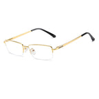 QECEPEI Half Rimless Metal Eyewear Frames Blue Light Blocking Transparent Lens Business Glasses, Shiny Gold