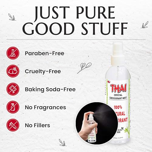 2-PACK Thai Deodorant Crystal Mist Spray (8 Oz) Whole Body Natural Crystal Salt Deodorant Spray for Women Men & Teens