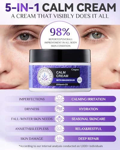 2024 Updated Magnesium Calm Cream:[Better Sleep][Calms Soothes] Magnesium Cream Relief Moisturizer, Hydrating, Nighttime Magnesium Lotion with Lavender Essential Oils, Sensitive Skin Friendly（2PC)