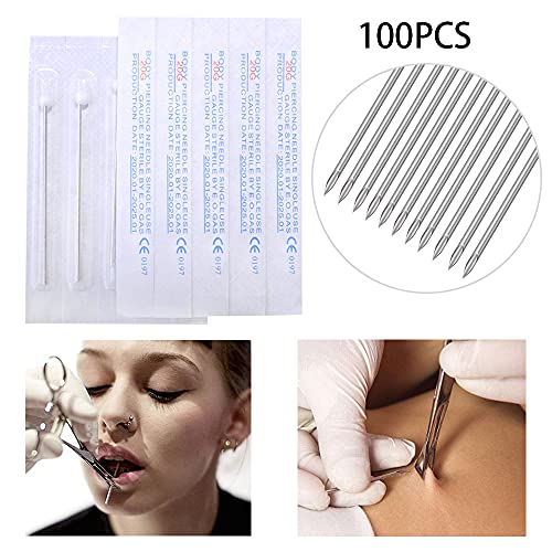 Piercing Needles - LQ 100Pcs 18G Body Piercing Needles Disposable Professional Piercing Needles for Body Ear Navel Nose Lip Nipple (18G 100PC)