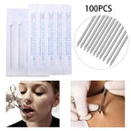 Piercing Needles - LQ 100Pcs 18G Body Piercing Needles Disposable Professional Piercing Needles for Body Ear Navel Nose Lip Nipple (18G 100PC)