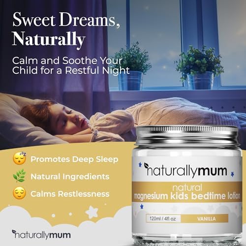NATURALLY MUM - Magnesium Lotion for Kids & Babies [NATURAL & SAFE] - Juniors Bedtime Lotion - Magnesium Cream for Kids & Babies - Magnesium Lotion for Sleep Kids & Toddlers - Made in UK - Vanilla