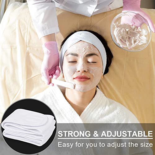 Whaline Spa Facial Headband Make Up Wrap Head Terry Cloth Headband Adjustable Towel Band for Face Washing Shower Facial Cover, 3 Pieces (White, Purple, Dark Purple)
