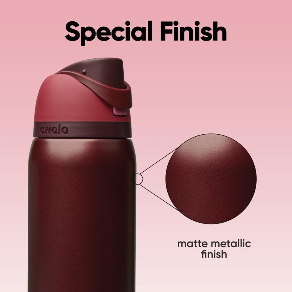 Owala FreeSip Stainless Steel Water Bottle 32 oz Black Cherry