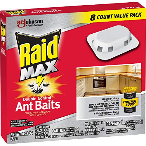 Raid Max Double Control Ant Baits, Household Use Defense System to Control Bugs, Dual Bait Technology 0.28 Ounce (Pack of 2)