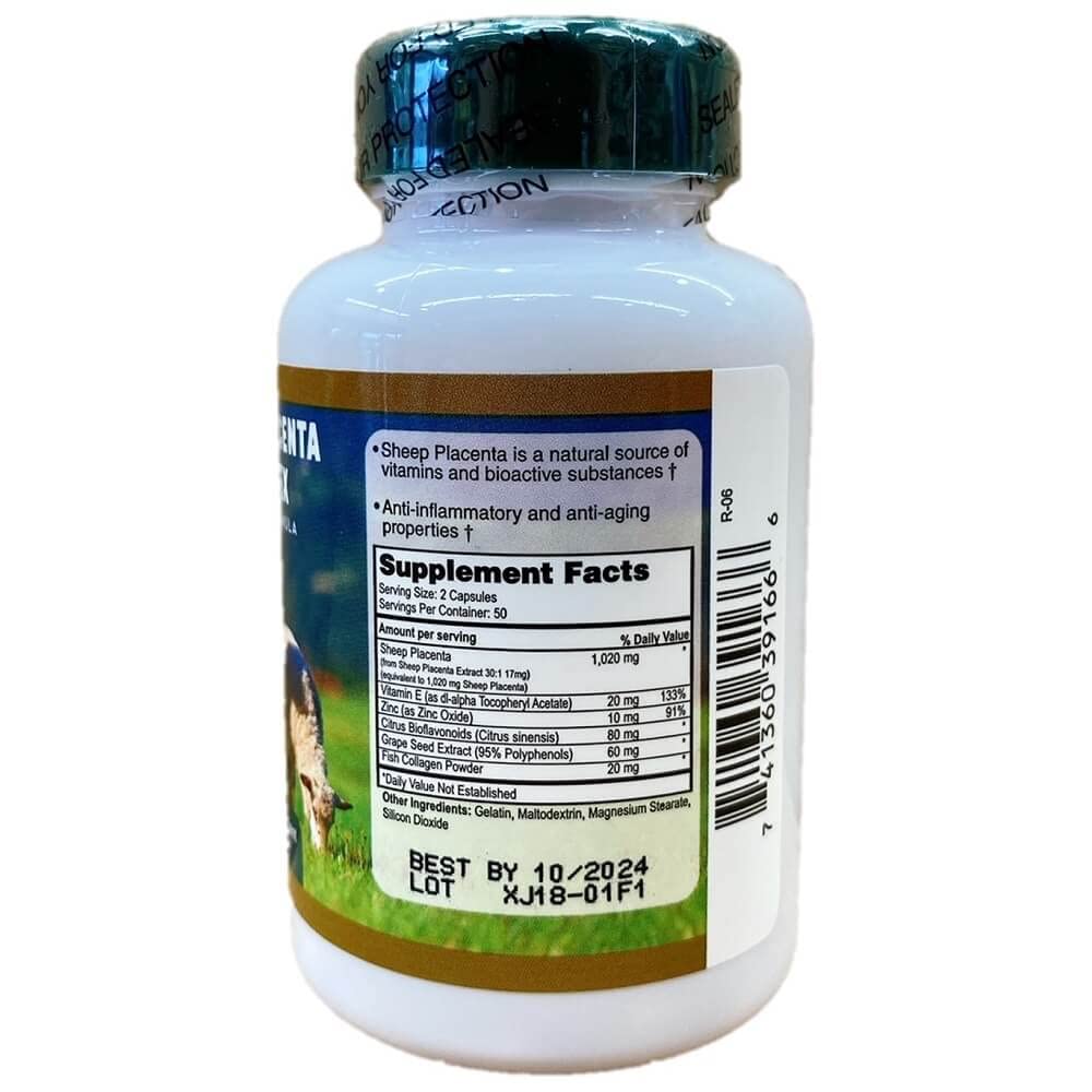 4 bottles Sheep Placenta Complex 100 Capsules/bottle, Make In USA, FRESH, Faster shipping !!