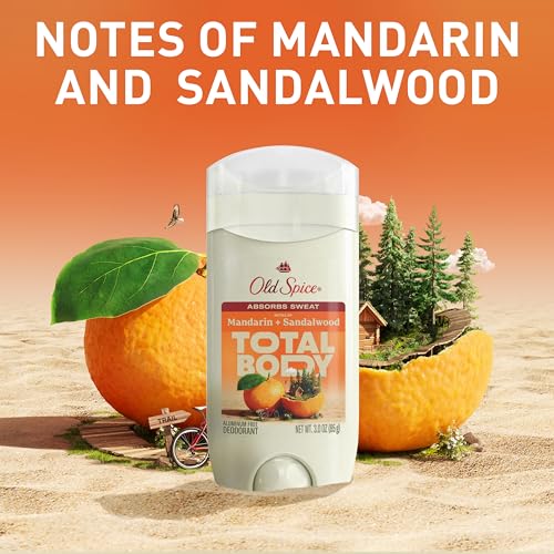 Old Spice Whole Body Deodorant for Men, Total Body Deodorant, Mandarin + Sandalwood, Aluminum Free Deodorant Stick for 24/7 Freshness // Dermatologist Tested Whole Body Deodorant, 3.0 oz