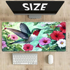 Playmats for Magic: The Gathering MTG Card Game Mat Plus 50 Pcs Card Sleeves, 24 x 14 inch TCG Mat with Stitched Edge for Commander Deck Duskmourn Board Game, Hummingbird Flowers