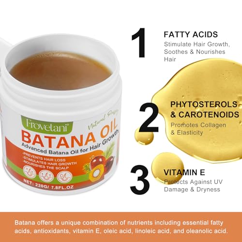 Frovetani Batana Oil from Honduras for Hair Growth, 100% Organic Raw , Promotes Hair Thickness, Healthier & Strengthening, Prevents Hair Loss 7.8FL.OZ
