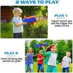 3 Pack Airplane Launcher Toys, 2 Flight Modes LED Foam Glider Catapult Plane, Outdoor Flying Toy for Kids, Birthday Gifts for Boy Girl 6+ Year Old, B-Day Party Supplies