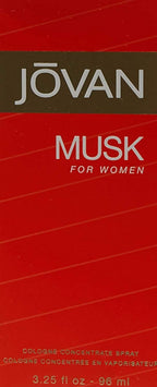 Jovan Musk for Women Eau de Cologne Spray 3.25 fl oz (Pack of 1), Notes of Jasmine, Amber, and Neroli, Women's Fragrance, Long Lasting, Everyday Fragrance, Travel Size (Packaging May Vary)