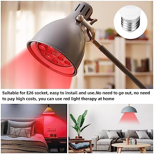 Red Light Therapy Bulb, Red Light Therapy for Body and Face Use, 18 LEDs 660nm Red and 850nm Near Infrared Red Light Therapy Lamp Suitable E26 Socket (Only Bulb)