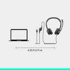 Logitech H390 Wired Headset PC/Laptop Stereo Headphones, USB-A, Black