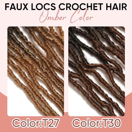 26 Inch Faux Locs Crochet Hair 7 Packs Soft Locs Crochet Hair Pre Looped Locs Hair Braids Goddess Locs Hair Ombre Brown Distressed New Locs for Women T30