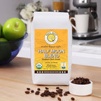 North Coast Roasting Company, Half Caff, Medium Dark Roast, Low Acid Organic Coffee, Whole Bean - 1/2 Cafeine & 1/2 Decaf. Swiss Water Process, Half Moon Blend, USDA Certified Organic Coffee Beans, 12 Ounce Bag