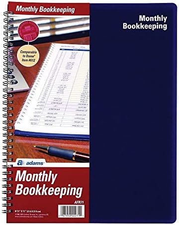 Adams Bookkeeping Record Book, Monthly Format, White (AFR71), 8.5 x 11 inches