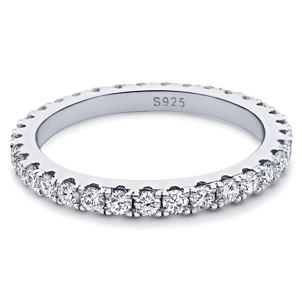 Bo.Dream 2.2mm Cubic Zirconia Wedding Eternity Band 925 Sterling Silver