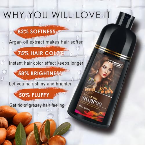 Instant Wine Red Hair Dye Shampoo for Gray Hair 3 in 1, Natural Red Hair Color Shampoo for Women Men Colors in 10-15 mins, 100% Coverage for Salon Home Use Hair Dye 16.9 Fl Oz