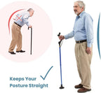 Medical king Walking Cane for Men and Walking Canes for Women Special Balancing - 10 Adjustable Heights - Self Standing Folding Cane, Portable Collapsible Cane, Comfortable (Blue)