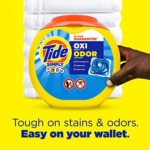 Tide Simply Pods Odor Rescue Liquid Laundry Detergent Pacs, 3 in 1 Powerful Detergent, Fresh Scent, 55 Count