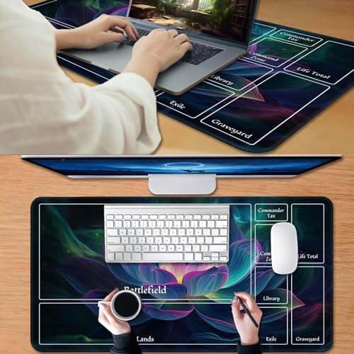for MTG Game Playmat, for Magic TCG Rubber Play mat,Tabletop Card Playmats with Smooth Surface,Trading Card Inked Game Mat with New Zones,Battle Game,Glowing Lotu