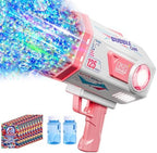 BOMOCO Bubble Gun, 125 Holes Bubble Machine Bubbles for Kids Age 3-12, Bubble Blaster Gun with Bubble Solution Summer Outdoor Bubble Toys Birthday Wedding Party Favors Bubble Maker Blower,Pink