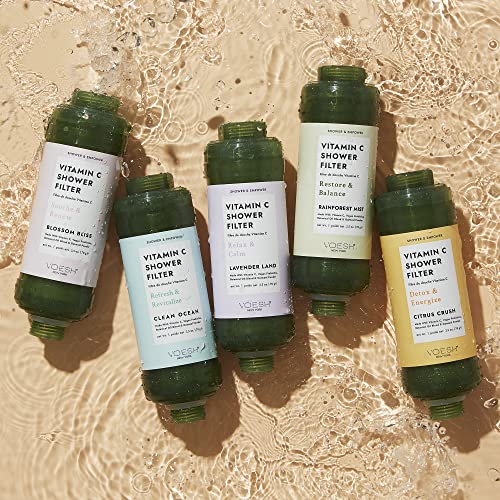 VOESH Vitamin C Shower Filter, Shower Aromatherapy, Water Purifier, Water Softener, Vegan Probiotics, Spa Shower Head, Water Filter, Shower Self-Care