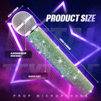 Sanwuta Fake Microphone Prop Sparkly Bling Rhinestones Plastic Play Microphone Pretend Glitter Bedazzled Mic for Cosplay Party Costume(Gradient)