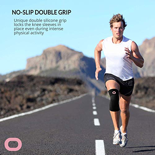 Crucial Compression Knee Sleeve (1 Pair) - Best Knee Braces for Knee Pain for Men & Women - Non-Slip Knee Support for Running, Weightlifting, Basketball, Gym, Workout, Sports