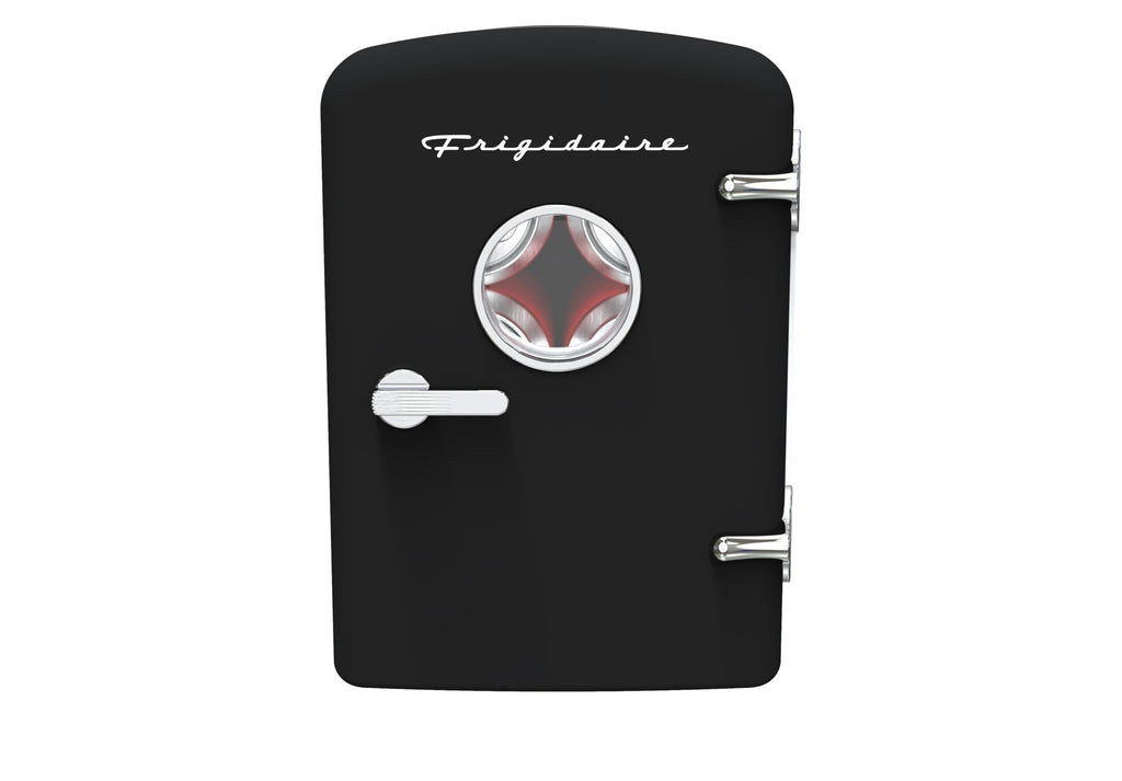 Frigidaire Retro 9-Can Mini Personal Fridge Portable Cooler for Car, Office, Bedroom, Dorm Room, or Cabin, 11.8" D x 7.1" W x 10.1" H, BLACK