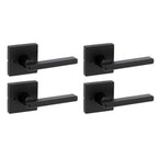 Kwikset Halifax Interior Privacy Door Handle with Lock, Door Lever for Bathroom and Bedroom, Matte Black, Reversible Keyless Turn Lock, with Microban Protection, 4 Pack