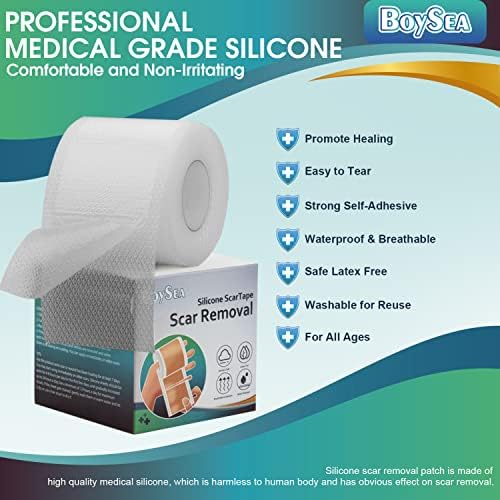 Silicone Scar Sheets (1.6" x 120") Clear Silicone Scar Tape - Scars Removal Treatment - Reusable Scar Strips for Keloid, C-Section, Burn, Surgical Scars