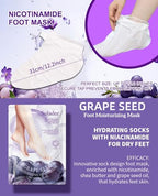 Moisturizing Foot Mask with Grape Seed Oil and Shea Butter, Hydrating Foot Masks for Dry Cracked Feet, Dry Skin Moisturizer for Soft and Smooth Touch Feet - Men Women - 7 Pairs