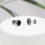 【Hypoallergenic Earrings for Men】-18G Flat Mens Surgical Steel Black Stud Earring 10mm (0.4")-【For Sensitive Skin & New Piercings】 Textured Brick Design Pair 0.28oz Men's jewelry-Para Hombre (Black)