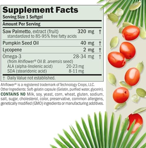 ANDREW LESSMAN Prostate Support Supplement for Men's Health, 60 Softgels, No Additives - Saw Palmetto for Men, Pumpkin Seed Oil, Lycopene, Omega-3 for Prostate Health, Urinary, Bladder Function