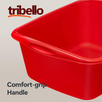 Tribello Plastic Wash Tub Dishpan Basin and Foot Bath for Soaking Feet, Laundry Hand Wash Bucket, Dish Pans for Washing and Storage Cleaning Supplies - 12 Quarts - Heavy Duty - Made in USA (Red)