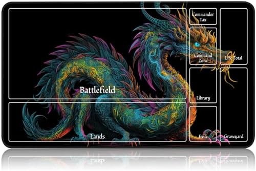 for MTG Game Playmat, for Magic TCG Rubber Play mat,Tabletop Card Playmats with Smooth Surface,Trading Card Inked Game Mat with New Zones,Battle Game,Colorful Dragon