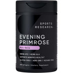 Sports Research Evening Primrose Supplement from Cold Pressed Oil - Softgels for Women’s Health & Skin Health - Gluten Free & Non-GMO GLA - Primrose Oil 500mg, 240 Count
