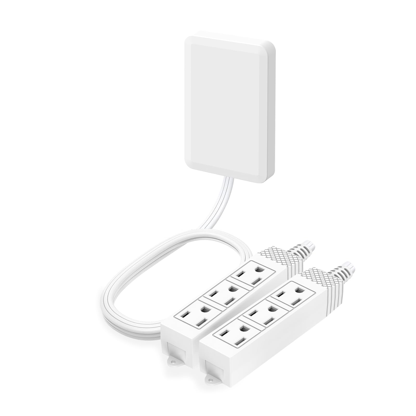 TiFFCOFiO Flat Plug Outlet Strip, 6 Feet Extension Cord 3 Prong, 3 Grounded Outlets with Mounting Holes, 13A/1625W, 16 AWG (Twin Outlets with Cover)