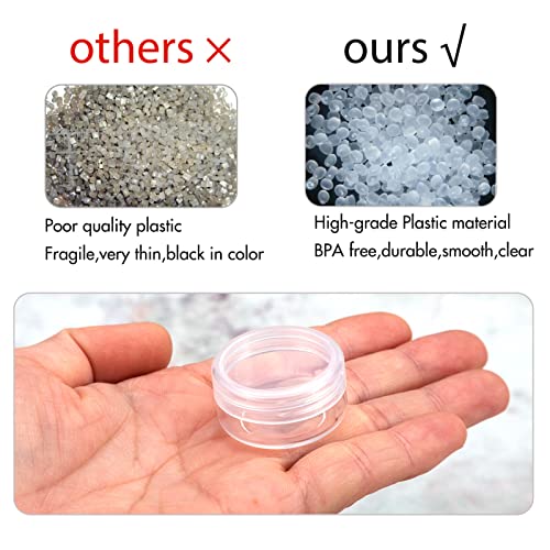 ZEJIA 3 Gram Sample Containers with Lids, 200 Count Tiny Sample Jars, 3ML Makeup Cosmetic Containers for Lip Balms, Lotion, Powder, Beauty Products(Clear Lids)