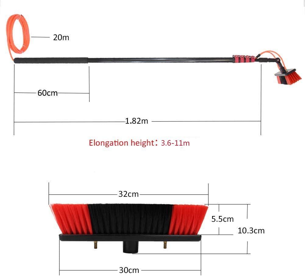 ZH-VBC Water Fed Pole Kit & Outdoor Window Cleaner Window Glass 3.6M/5.4M/6M/7.2M/9M/11M Telescopic Extension Pole Cleaning Kit, for Photovoltaic Panel Cleaning Trucks,20FT/6M