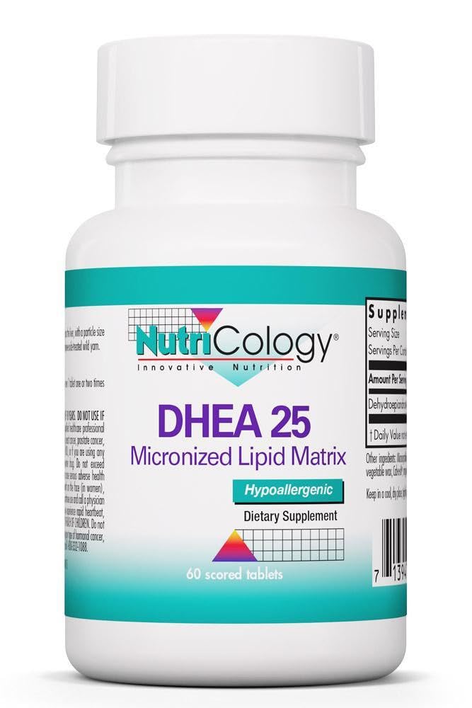 NutriCology DHEA 25 mg - Micronized Lipid Matrix Tablets - Hormone & Vitality Support - Enhanced Absorption Formula - Hypoallergenic - 60 Servings - 60 Tablets