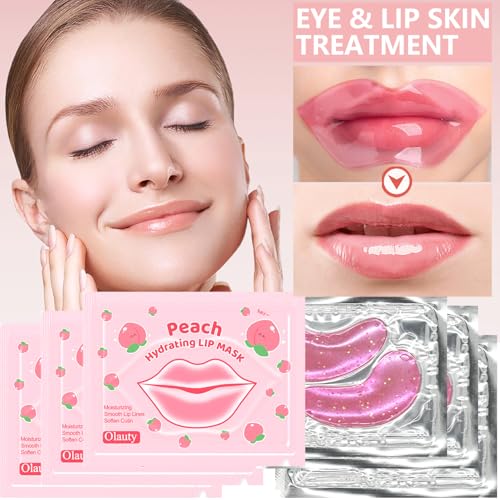 30 Pairs Lip Mask & Eye Mask,Under Eye Patches for Reducing Fine Lines & Dark Circles,Collagen Crystal Lip Patches for Lip Spa Daily Labial Masks Hydrating Lip Treatment Christmas Gifts